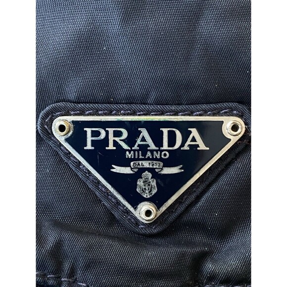 Authentic PRADA TESSUTO SILVER CHAIN / Leather Nylon Backpack - Black Silver - Picture 5 of 16